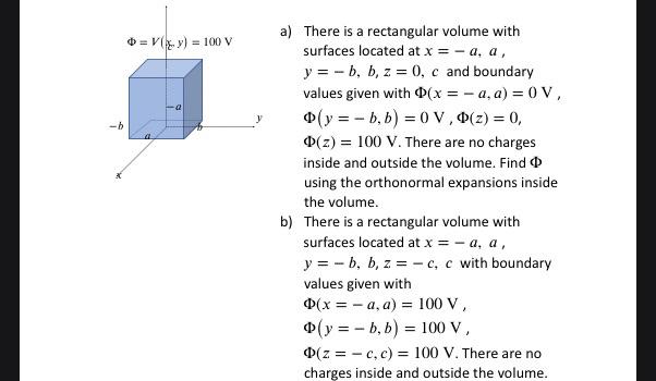B V Y 100 V 0 A A There Is A Rectangular Volume With Surfaces Located At X A A Y B B Z 0 C And Bo 1
