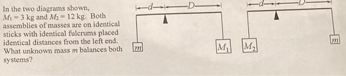 In The Two Diagrams Shown M 3 Kg And M 12 Kg Both Assemblies Of Masses Are On Identical Sticks With Identical Ful 1