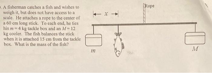 O A Fisherman Catches A Fish And Wishes To Weigh It But Does Not Have Access To A Scale He Attaches A Rope To The Cen 1