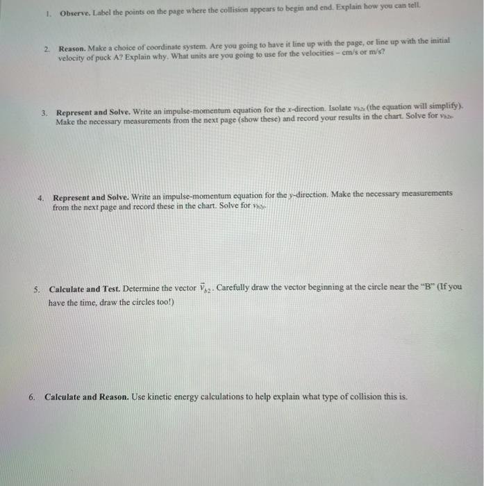 1 Observe Label The Points On The Page Where The Collision Appears To Begin And End Explain How You Can Tell 2 Reas 1