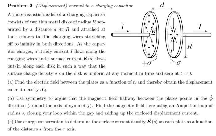D I Problem 2 Displacement Current In A Charging Capacitor A More Realistic Model Of A Charging Capacitor Consists Of 1