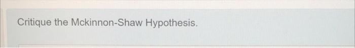 Critique The Mckinnon Shaw Hypothesis 1