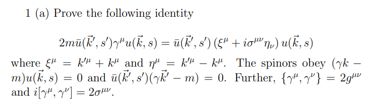 1 A Prove The Following Identity 2mu K S U K S U K S Io Nv U K S Where K K And N K K 1