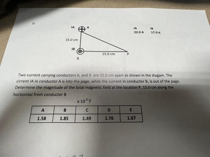 Ia 15 0 Cm Ib Ib Ia 22 0 A 17 0 A 15 0 Cm B Two Current Carrying Conductors A And B Are 15 0 Cm Apart As Shown In The D 1