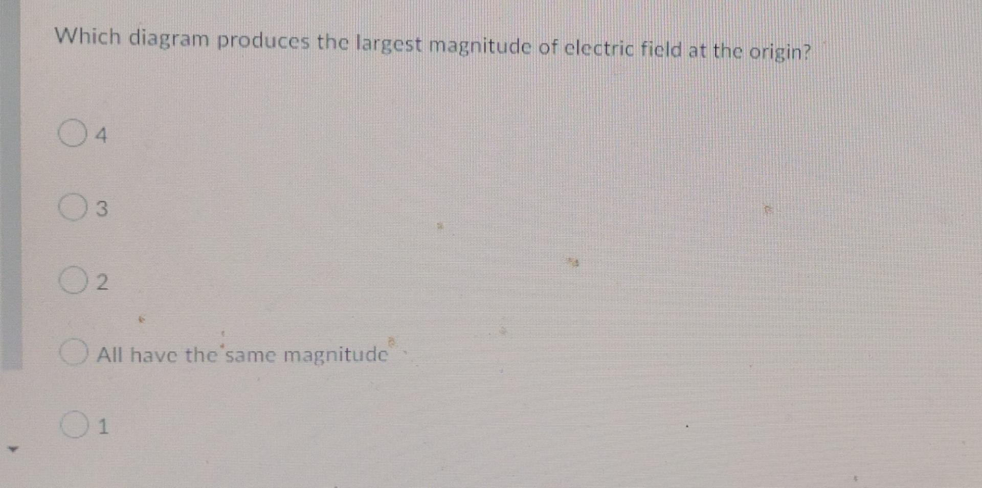 The Diagrams Below Depict Four Different Charge Distributions The Charged Particles Are All The Same Distance From The 2