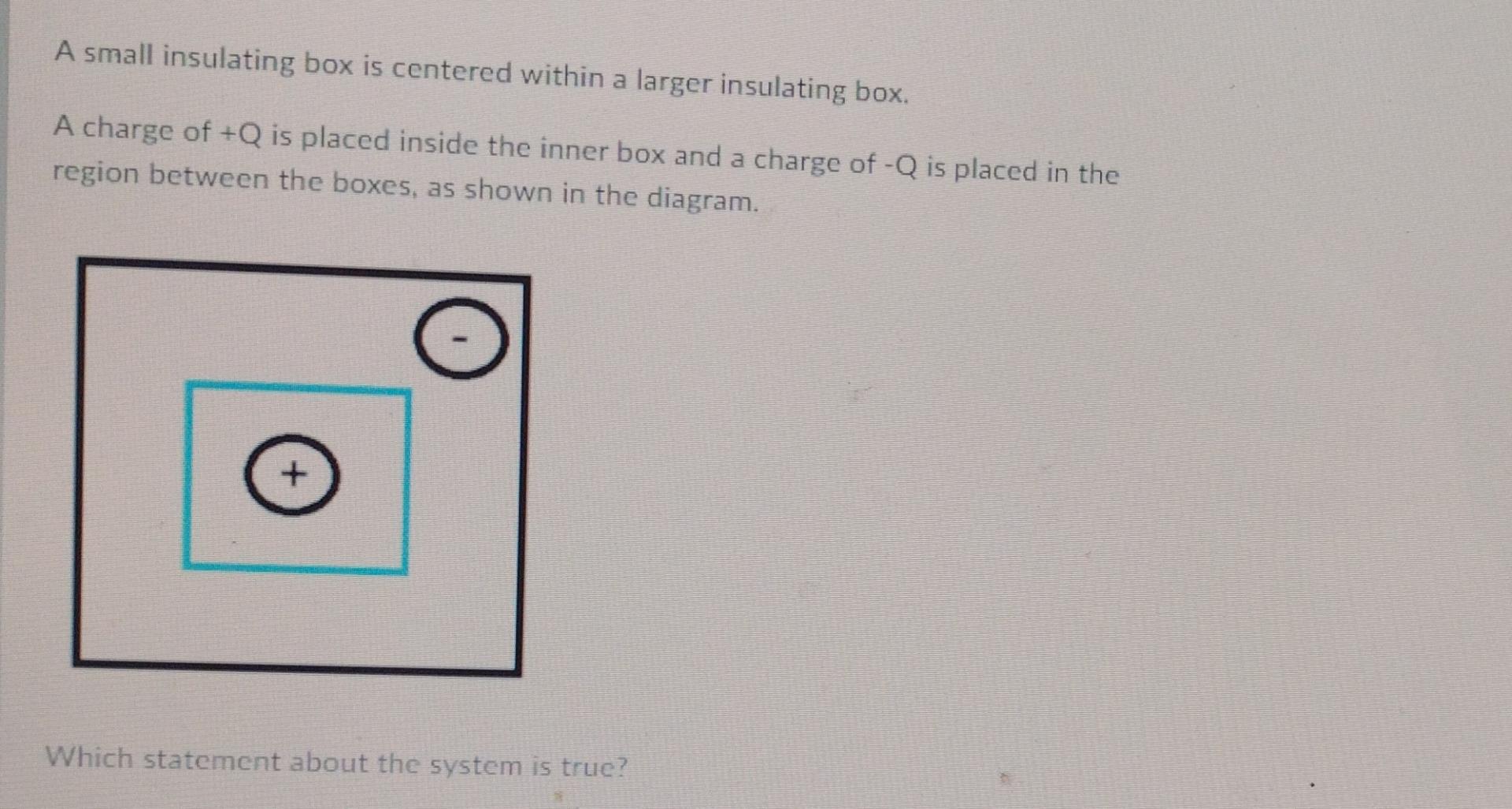 A Small Insulating Box Is Centered Within A Larger Insulating Box A Charge Of Q Is Placed Inside The Inner Box And A C 1