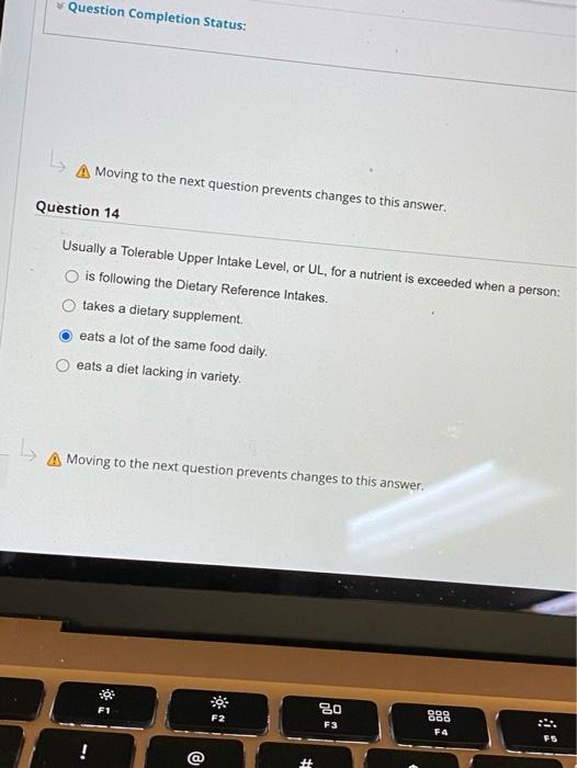 Question Completion Status Moving To The Next Question Prevents Changes To This Answer Question 14 Usually A Tolerable 1