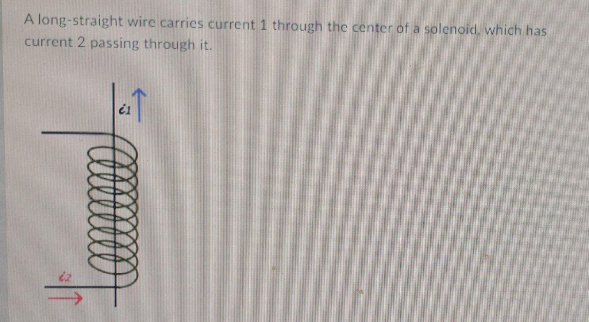 A Long Straight Wire Carries Current 1 Through The Center Of A Solenoid Which Has Current 2 Passing Through It Catetez 1