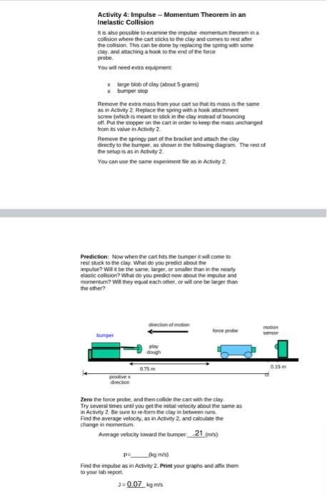 Activity 4 Impulse Momentum Theorem In An Inelastic Collision It Is Also Possible To Examine The Impulse Momentum Th 1
