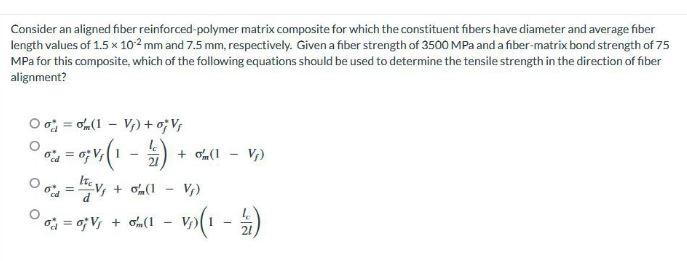 Consider An Aligned Fiber Reinforced Polymer Matrix Composite For Which The Constituent Fibers Have Diameter And Average 1