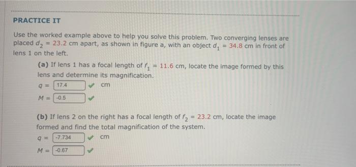 Exercise Hints Getting Started I M Stuck If The Two Lenses In The Figure Are Separated By 11 6 Cm Locate The Final Im 3