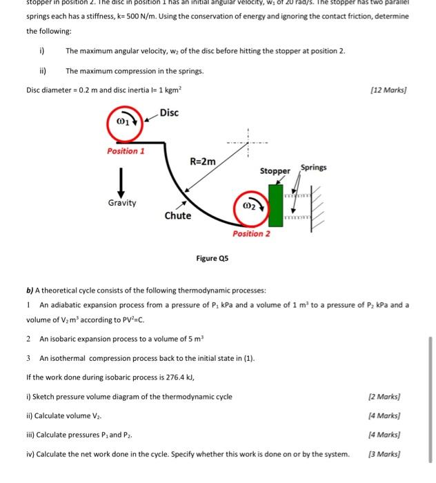 Stopper In Position The Disc In Position 1 Has An Initial Angular Velocity W Of 20 Rad S The Stopper Has Two Parallel 1