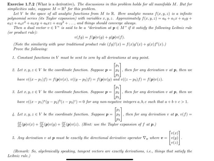 Exercise 1 7 2 What Is A Derivative The Discussions In This Problem Holds For All Manifolds M But For Simplicities S 1