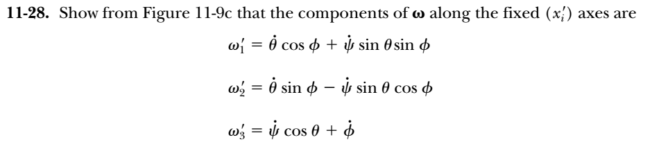 11 28 Show From Figure 11 9c That The Components Of W Along The Fixed X Axes Are W 8 Cos Sin Osin W Sin 1