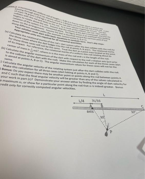 Blem 3 A Horizontal Thin Uniform Rod Of Length L 0 80 M Is Free To Cotate Abo Passing Through Point A As Shown Which 1