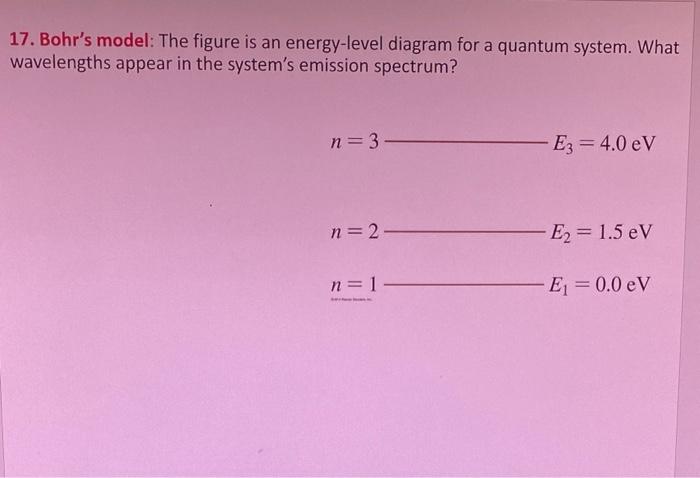 17 Bohr S Model The Figure Is An Energy Level Diagram For A Quantum System What Wavelengths Appear In The System S Em 1