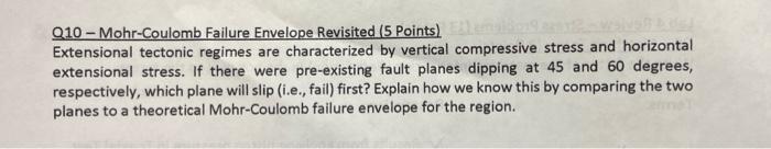 Q10 Mohr Coulomb Failure Envelope Revisited 5 Points Elem Extensional Tectonic Regimes Are Characterized By Vertical 1