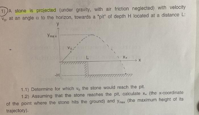 1 A Stone Is Projected Under Gravity With Air Friction Neglected With Velocity Vo At An Angle A To The Horizon Towa 1