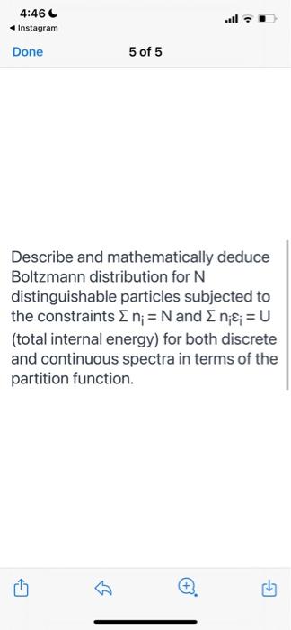 4 46 Instagram Done 5 Of 5 Describe And Mathematically Deduce Boltzmann Distribution For N Distinguishable Part 1