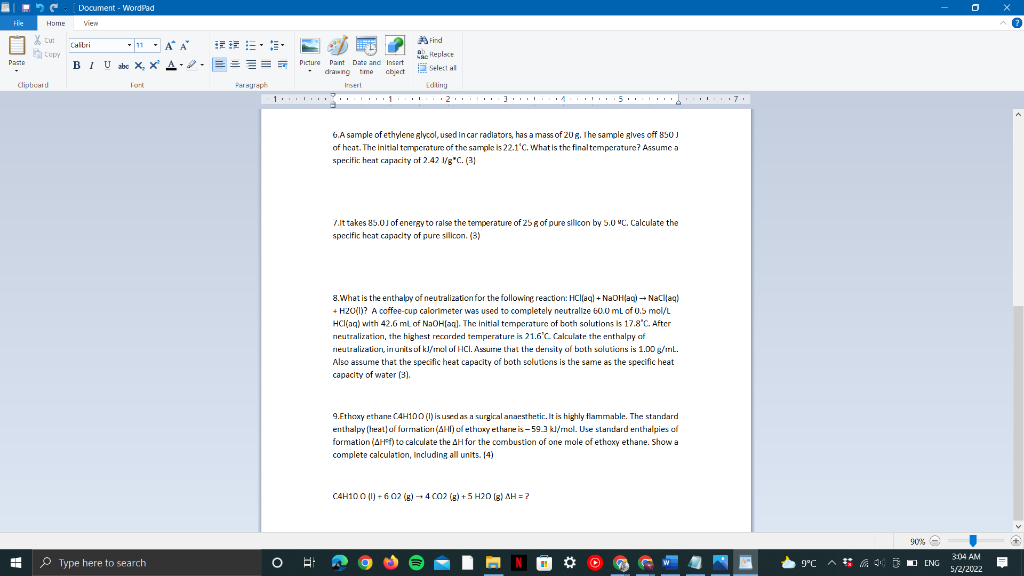File Paste C Document Wordpad Home View Xcut Copy Clipboard H Calibri 11 A A Biu Abe X X A Fort Paragraph T 1