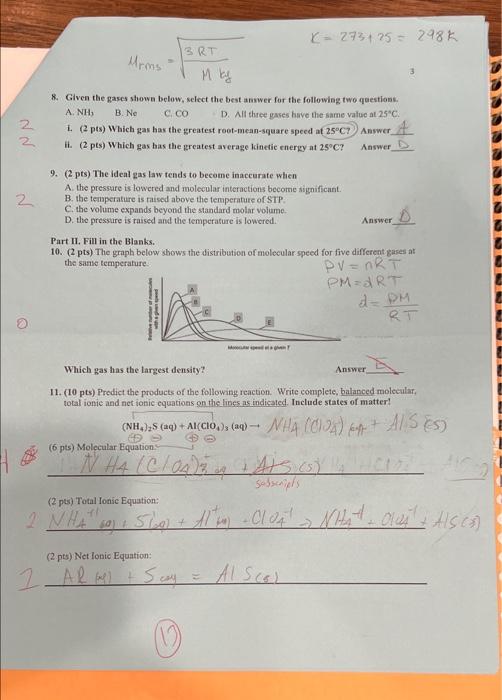 6 Part I Multiple Choice Choose The Best Answer And Write It On The Line 1 2 Pts Which Of The Following Substances 2