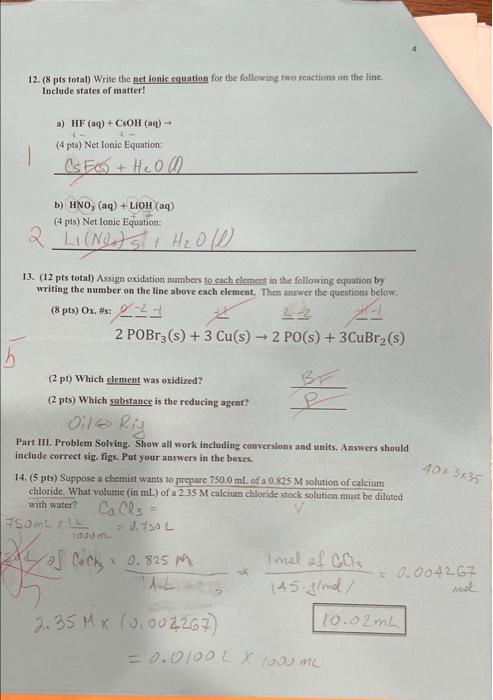 6 Part I Multiple Choice Choose The Best Answer And Write It On The Line 1 2 Pts Which Of The Following Substances 3