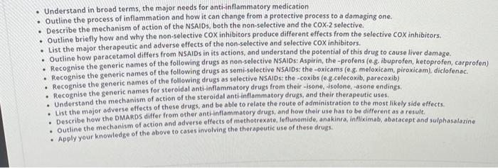 Understand In Broad Terms The Major Needs For Anti Inflammatory Medication Outline The Process Of Inflammation And 1