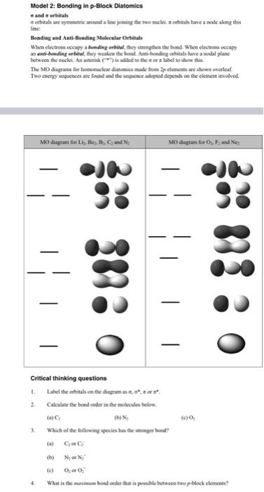 Model 2 Bonding In P Block Diatomics E And Orbitals Sorbitals Are Symmetric Around A Line Joining The Two Muclei Z Orb 1