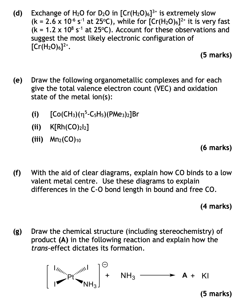 D Exchange Of H O For D O In Cr H O Is Extremely Slow K 2 6 X 10 6 S At 25 C While For Cr H O It Is V 1