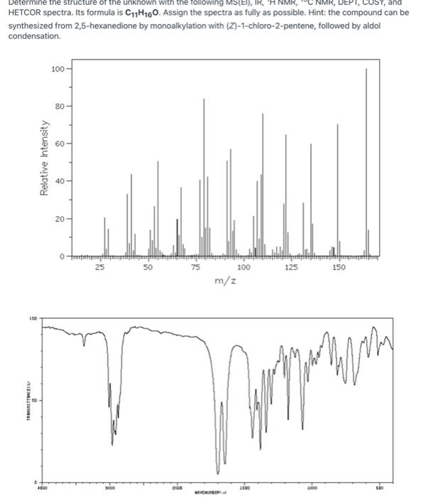 Cosy And Determine The Structure The Unknown With The Following Ms Ei Ir Inmr Hetcor Spectra Its Formula Is C 1h 6 1