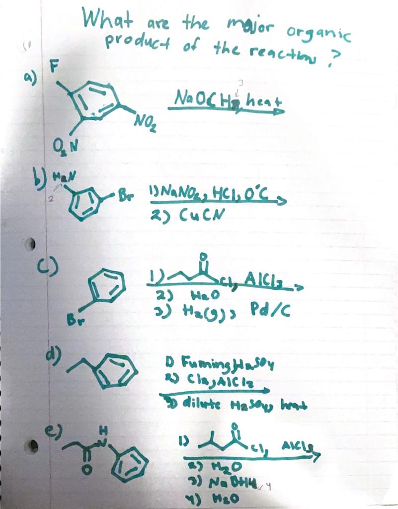 A F Q N What Are The Major Organic Product Of The Reactions Naoch Heat No Br 1 Nano Hc1 0 C 2 Ucn Br 1 C 1
