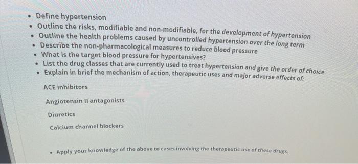 Define Hypertension Outline The Risks Modifiable And Non Modifiable For The Development Of Hypertension Outline 1