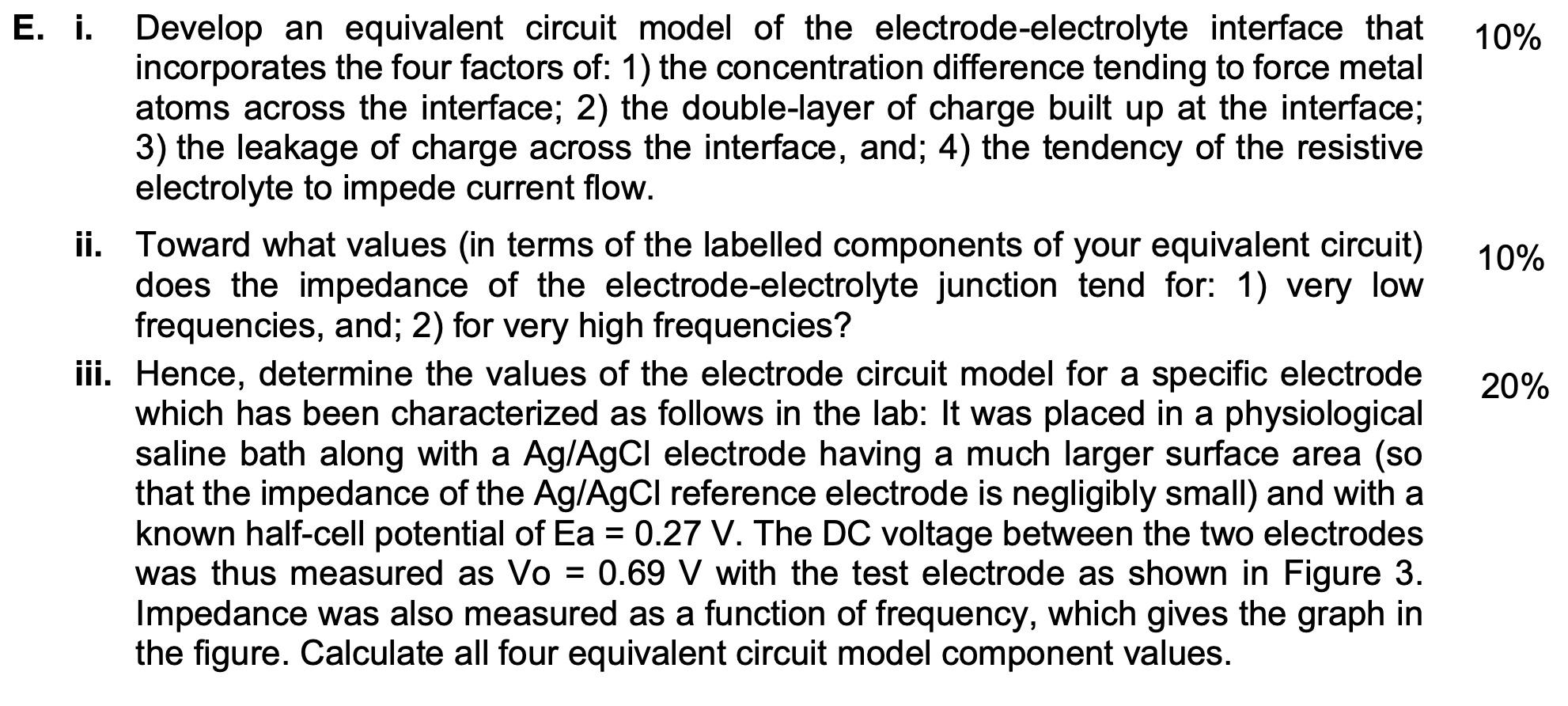 E I Develop An Equivalent Circuit Model Of The Electrode Electrolyte Interface That 10 Incorporates The Four Factors 1