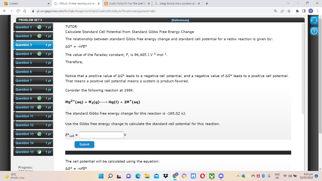 X Owlv2 Online Teaching And Les X C 5 Let S Trying To Find The Ecell Ux G Chegg Notice That A Positive Valu X Q 0 1