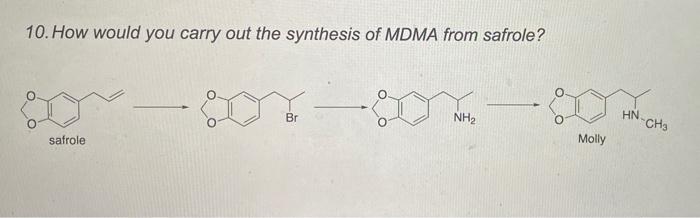 10 How Would You Carry Out The Synthesis Of Mdma From Safrole 8 80 8 Br Nh Safrole Molly Hn Ch3 1