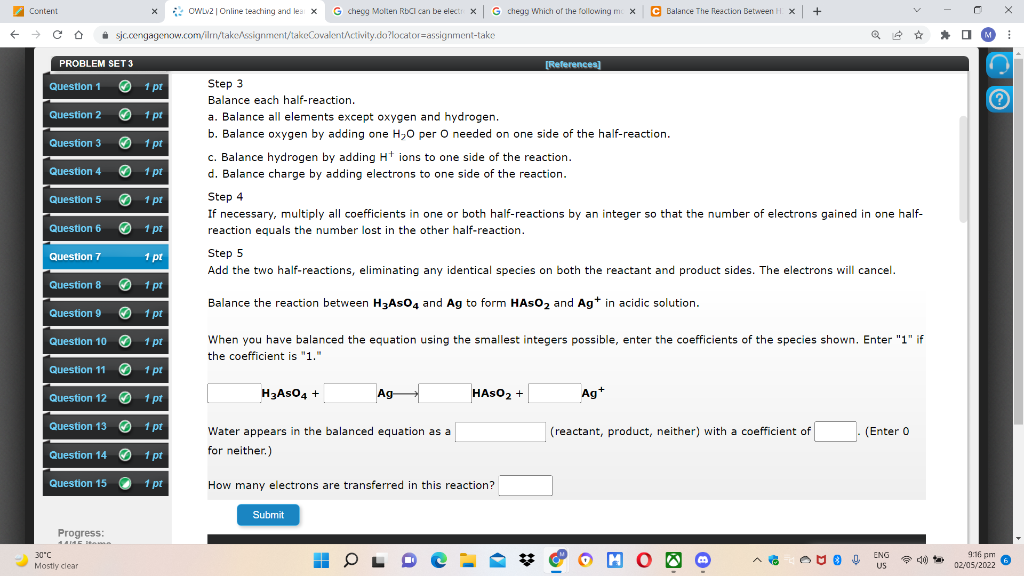 X Owlv2 Online Teaching And Lea X G Chegg Molten Rbci Can Be Electrix X G Chegg Which Of The Following Mc X C Balanc 1