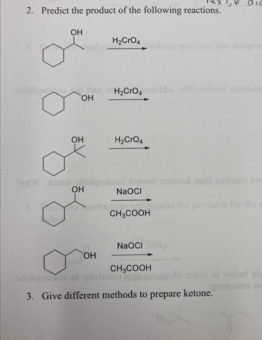 Dic 2 Predict The Product Of The Following Reactions Oh H Cro4 Hns H Cro4 Moitibbs Illusioun Ogsbru Oh Oh H Cro4 Fydwa 1