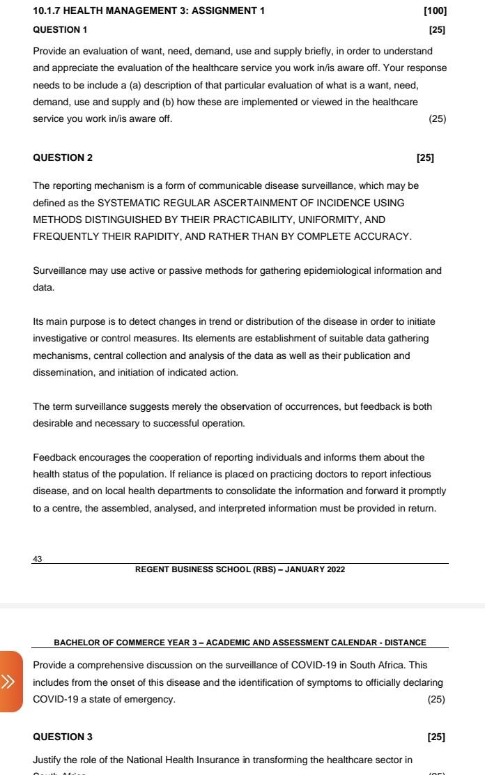 Question 3 25 Justify The Role Of The National Health Insurance In Transforming The Healthcare Sector In South Africa 2