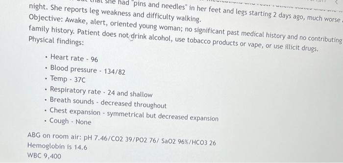 Missy Wike Is A 28 Year Old Female Admitted To The Yti Hospital Last Night For Weakness And What Appears To Be Ascending 2