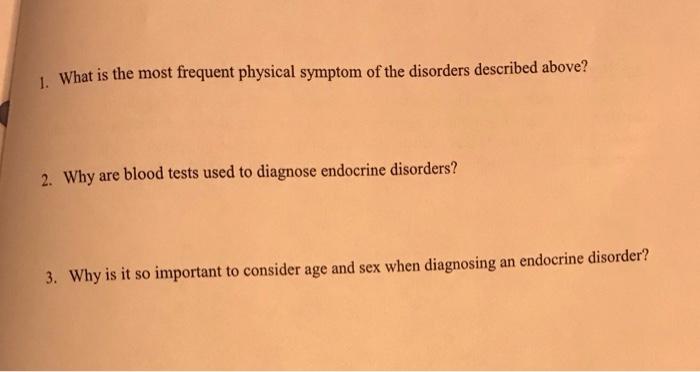 Exercise 2 Endocrine Disorders Can Often Be Difficult To Diagnose Because Many Can Present Very Similar Symptoms Diagno 2