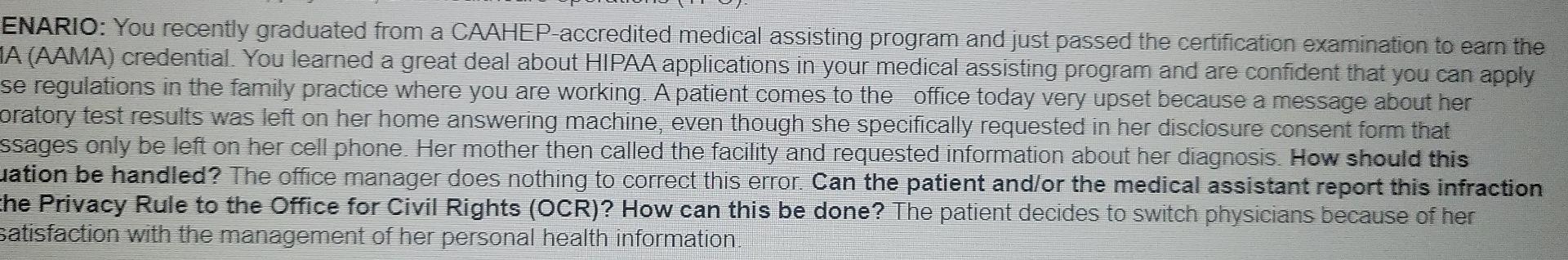 Enario You Recently Graduated From A Caahep Accredited Medical Assisting Program And Just Passed The Certification Exam 1