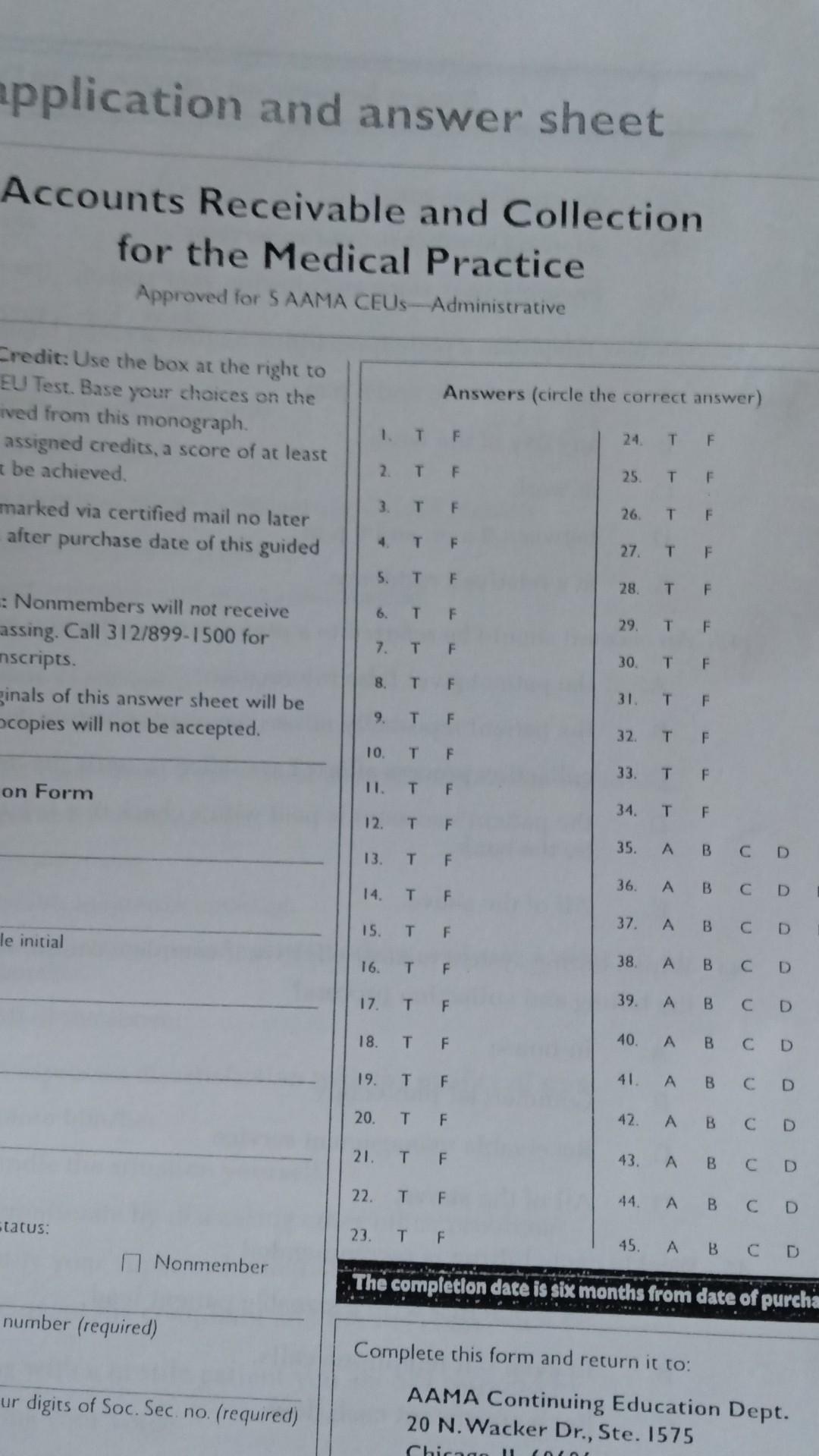 Answer Sheet For The Accounts Receivable For The Medical Practice Help With The Answer Sheet 1