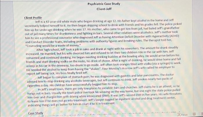 Psychiatric Case Study Examples Pdf