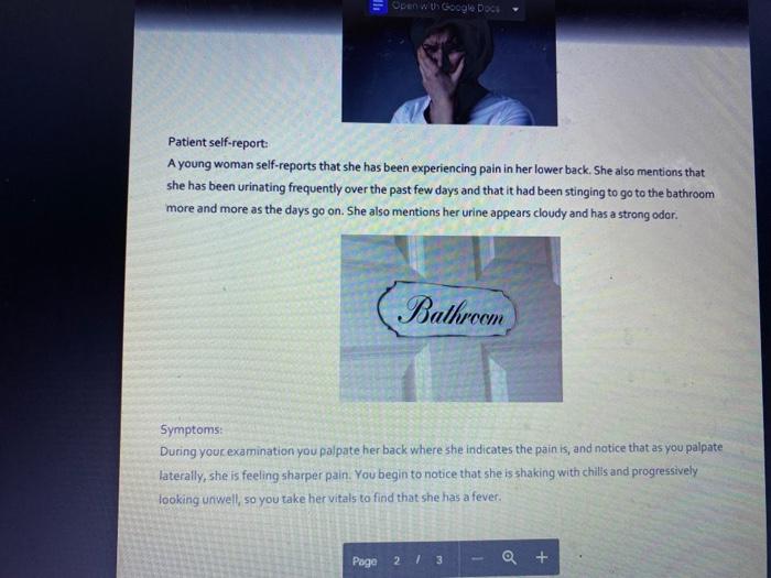 Open With Google Docs Patient Self Report A Young Woman Self Reports That She Has Been Experiencing Pain In Her Lower B 1