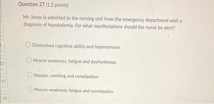 2 15 18 Question 26 1 2 Points A Patient Who Just Completed A Marathon Is Brought To The Emergency Room After Exhibiti 2