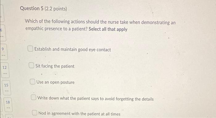 12 15 18 Question 4 2 2 Points A Nurse Provides Preoperative Teaching For A Patient Scheduled For Surgery What Should 2