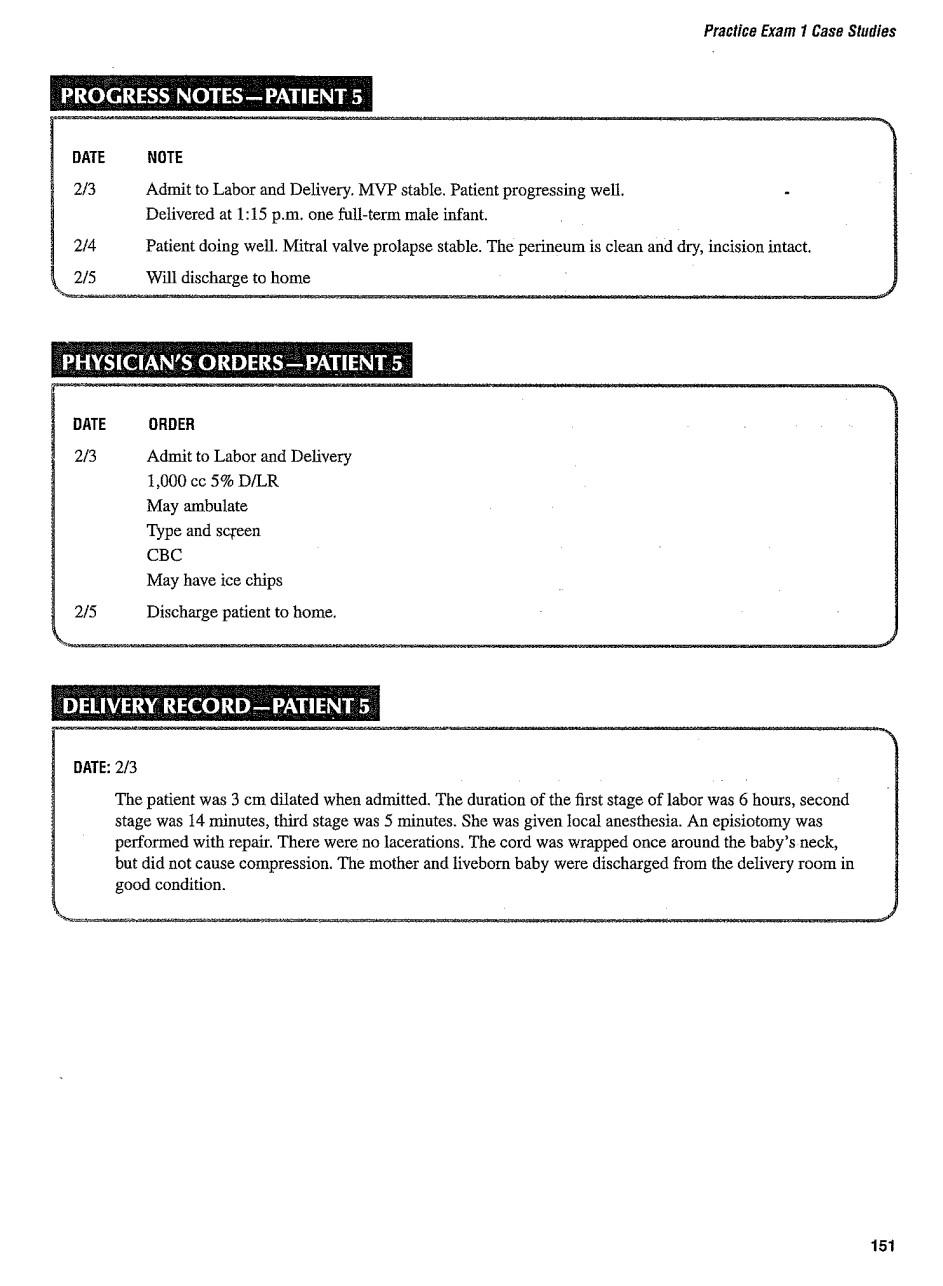 Practice Exam 1 Case Studies Inpatient Record Patient 5 Discharge Summary Date Of Admission 2 3 Date Of Discharge 2 5 2