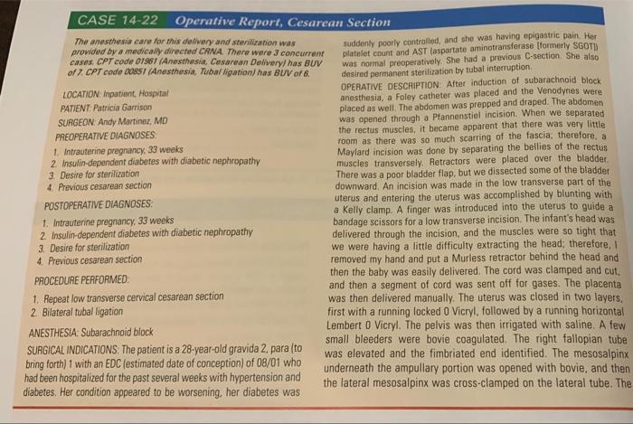 I Need The Physician And Crna Codes Along With All The Modifiers Thank You 1