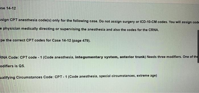 I Need The Crna Codes And The Qualifying Circumstances Codes With All The Modifiers 1