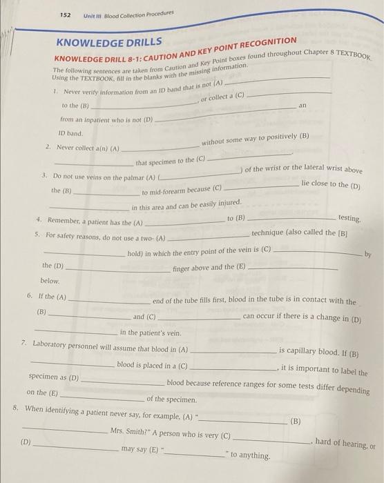 152 Knowledge Drills Knowledge Drill 8 1 Caution And Key Point Recognition The Following Sentences Are Taken From Cauti 1
